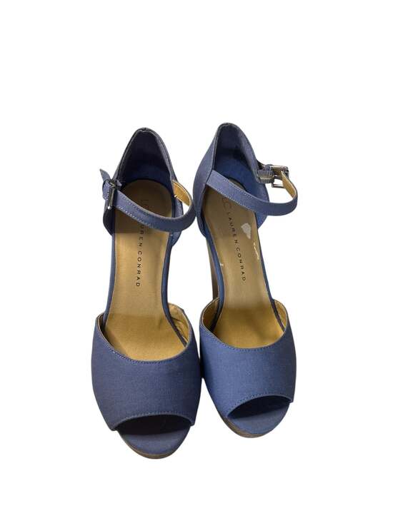 LC Lauren Conrad Madison Periwinkle Blue Cork Platform Wedge Sandals - Picture 5 of 6